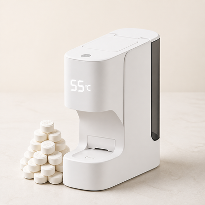 Canonyx WarmPress heated towel dispenser with compressed towel tablets